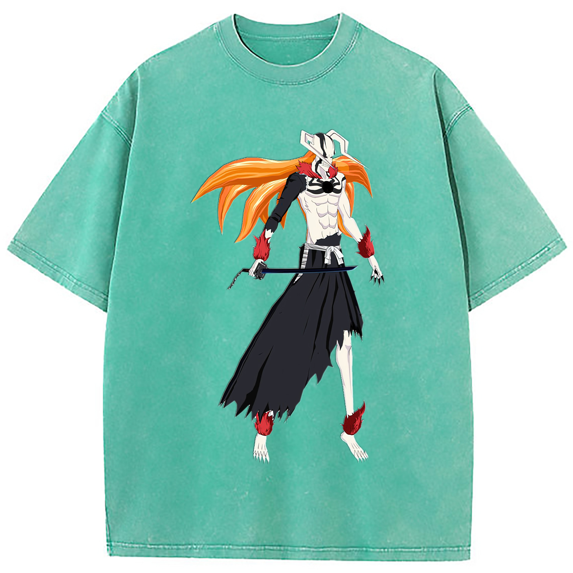 （画像用） ブリーチ 黒崎一護（くろさき いちご）BLEACH Kurosaki Ichigo 綿100% ヴィンテージ風 半袖Tシャツ（フロントプリント）